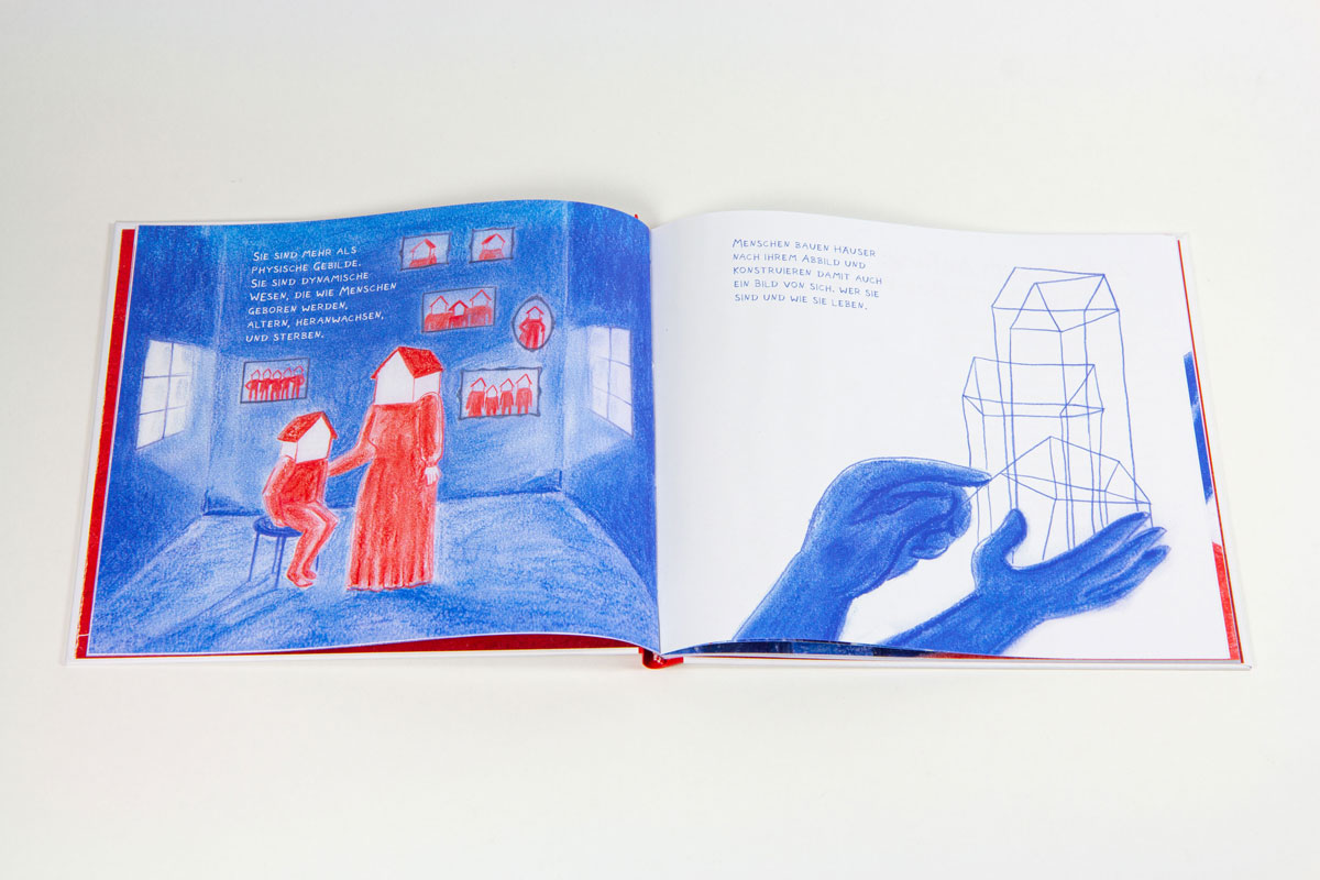 Laura Rohrbeck, Das ist ein Haus, Buch Digitaldruck, handgebundene Fadenheftung mit Leinenrücken, 21 × 23 cm, 2021