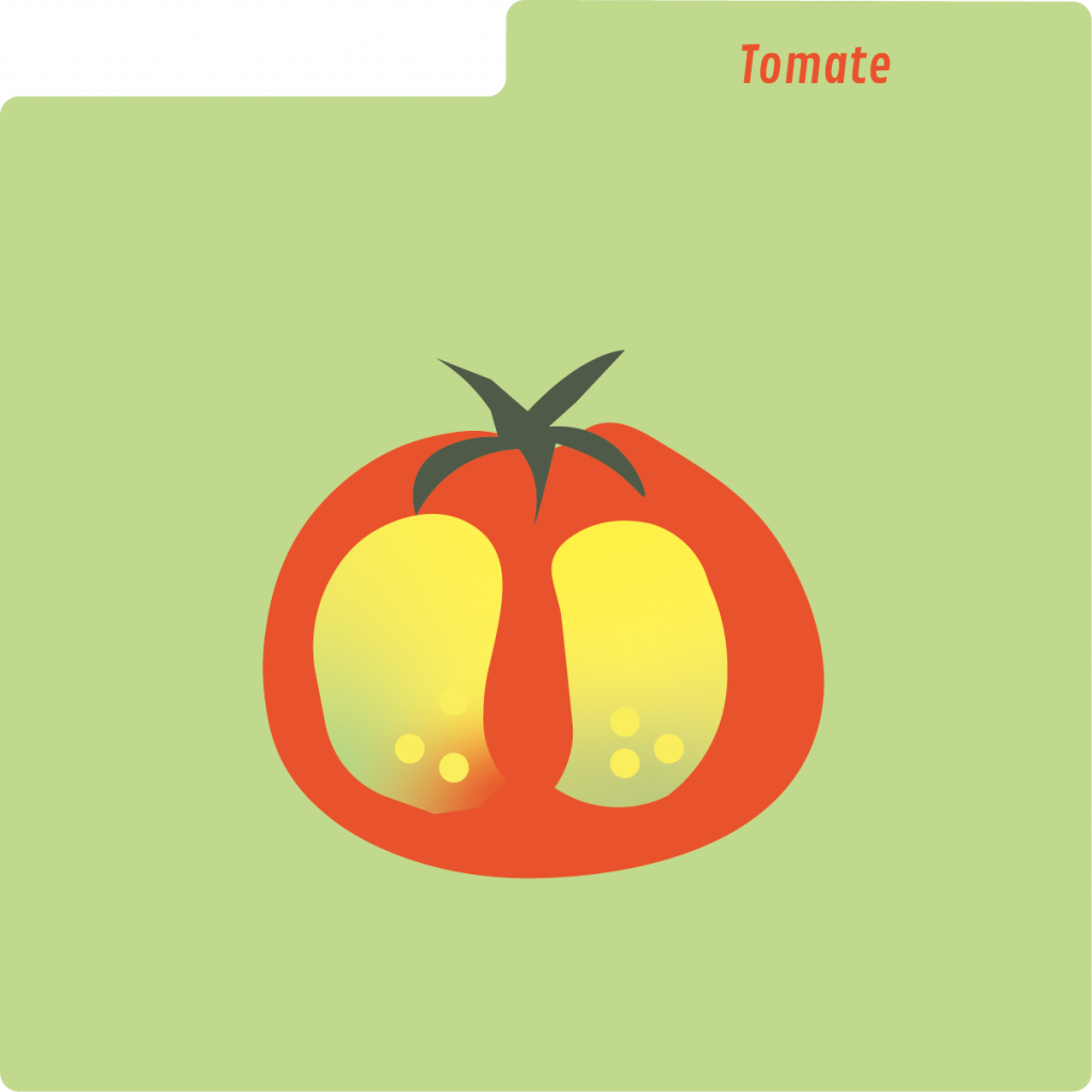 Karteikarte mit einer Tomate